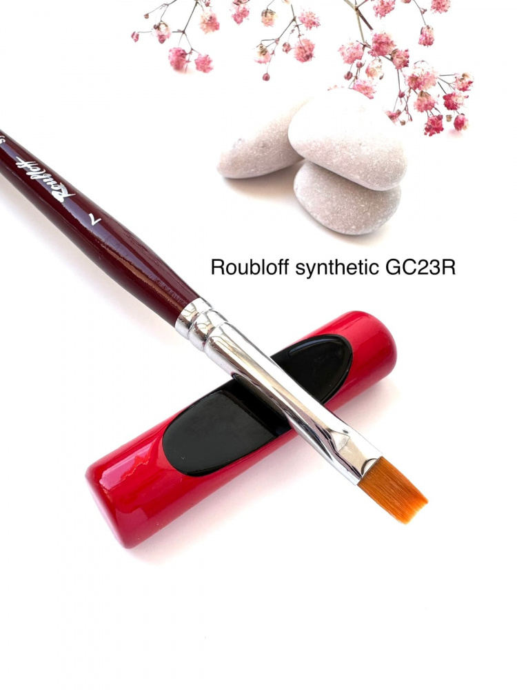 GC23R №7 Кисть Roubloff рыжая синтетика / плоская 7/ ручка фигурная бордовая