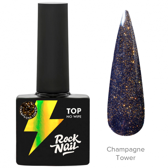 RockNail, топ без липкого слоя, Top светоотражающий Champagne Tower, 10мл