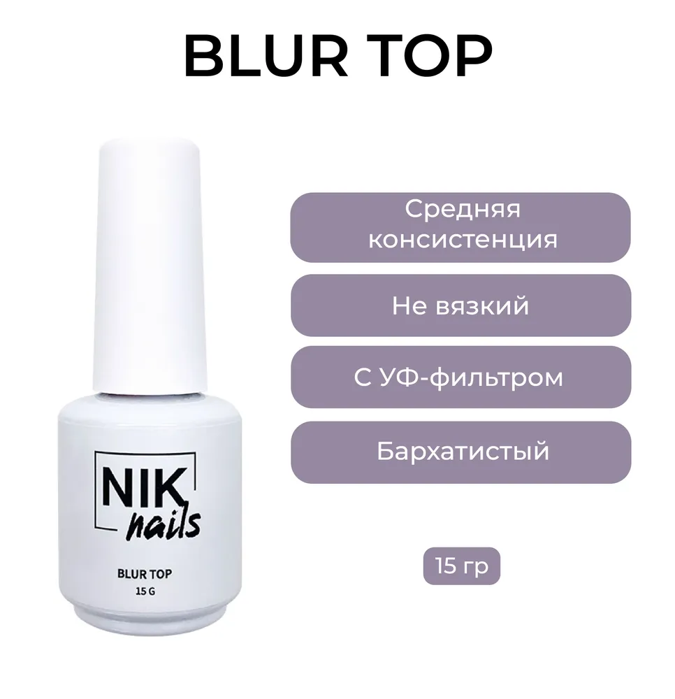 NIK nails Blur Top Топ матовый без липкого слоя 15 g. 