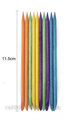 Палочки для маникюра апельсиновые Цветные Премиум 11,5 100 шт
