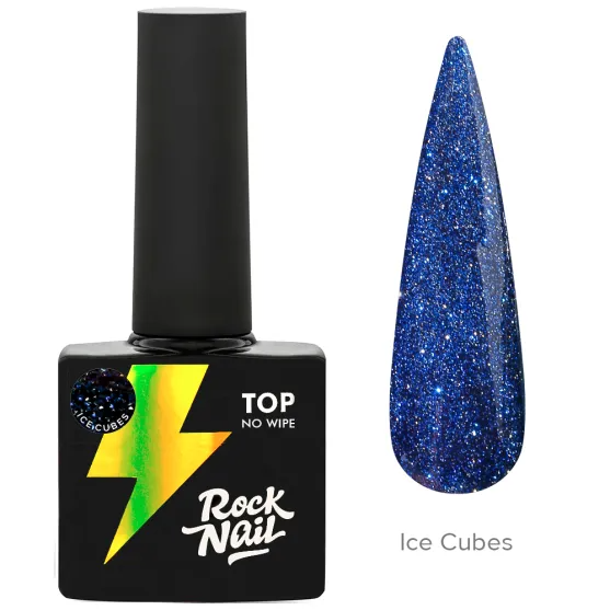 RockNail, топ без липкого слоя, Top светоотражающий Ice Cubes, 10мл