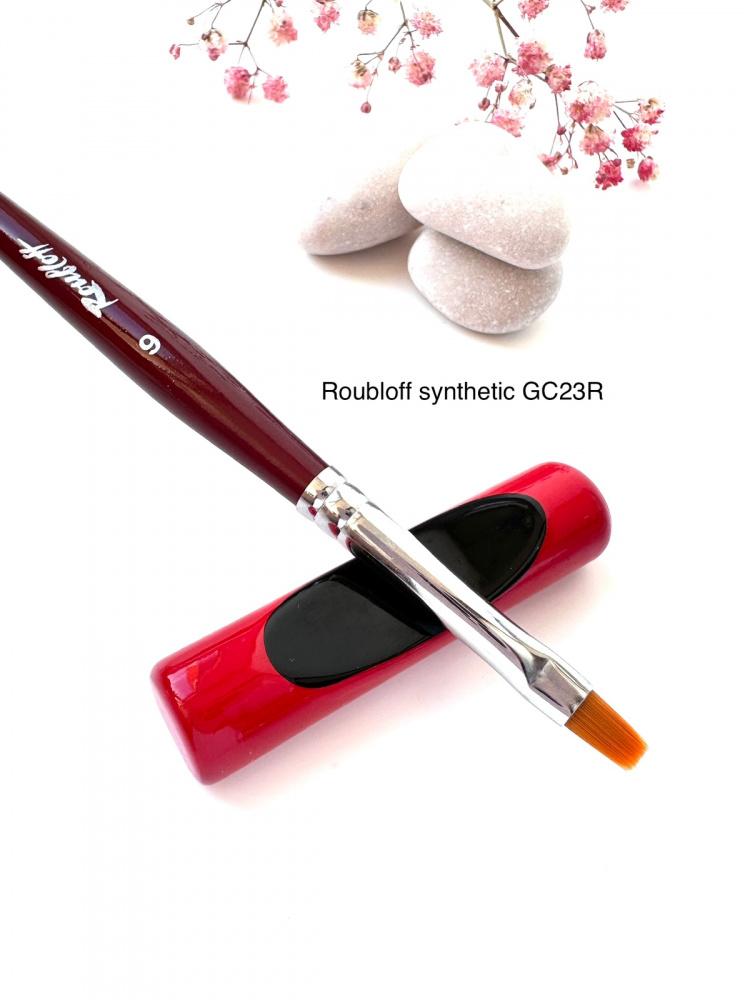 GC23R №6 Кисть Roubloff рыжая синтетика / плоская 6/ ручка фигурная бордовая