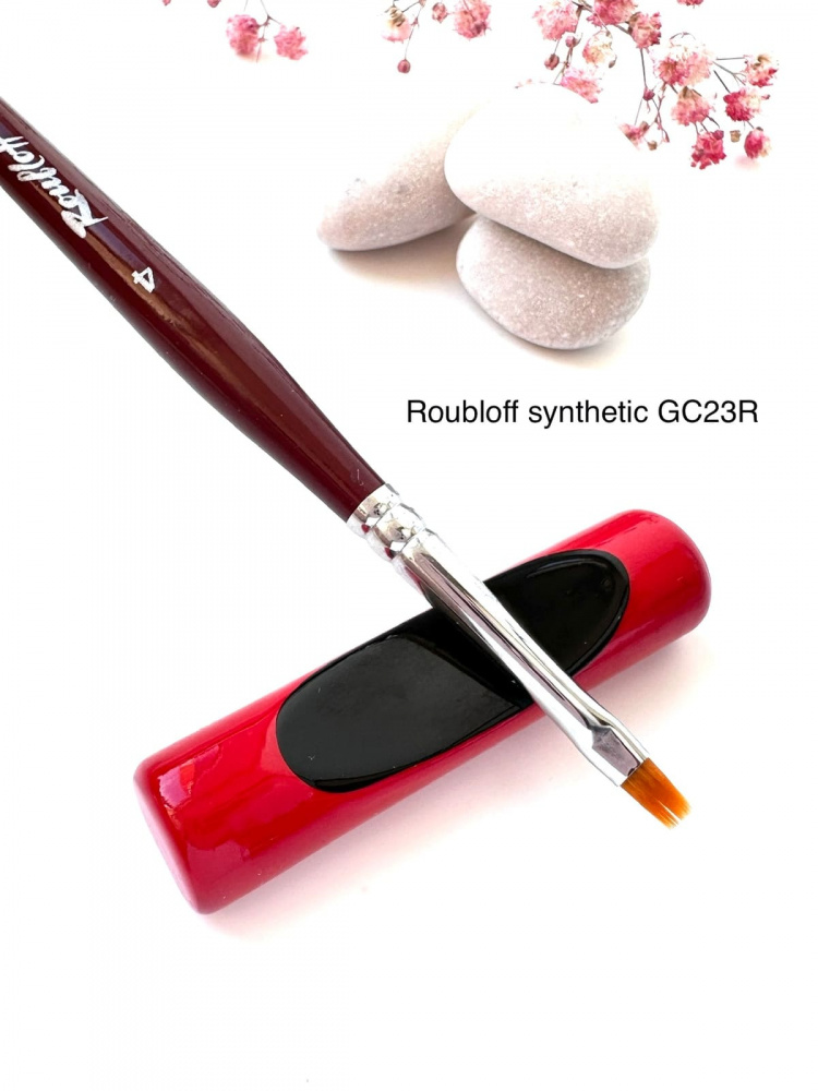 GC23R №4 Кисть Roubloff рыжая синтетика / плоская 4/ ручка фигурная бордовая